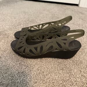 Crocs Adrina Slingback Wedge Peep Toe Slip On Shoes Cut Out Women's US Size 7